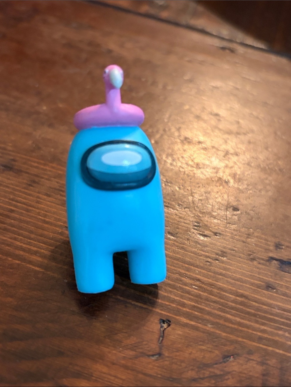 🔴 Blue Kids Among Us Crewmate Figure with Pink Flamingo Hat
